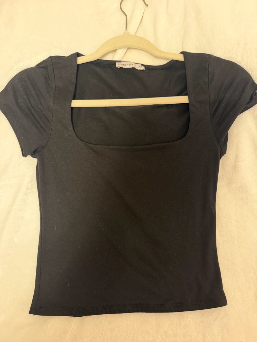 Sincerely Jules Black Short Sleeve Square Neck Tee